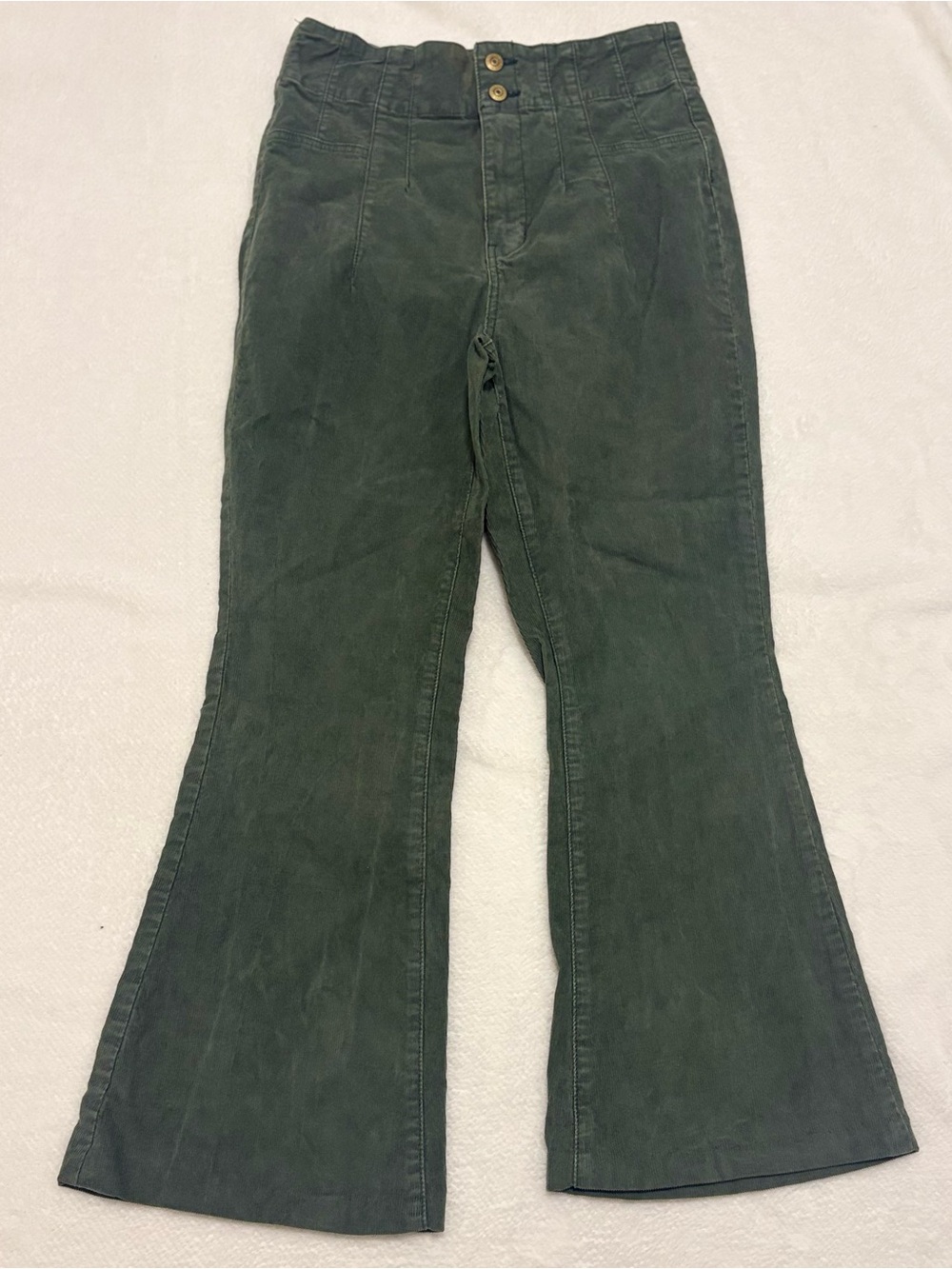 We The Free Dark Green High-Rise Wide-Leg Jeans
